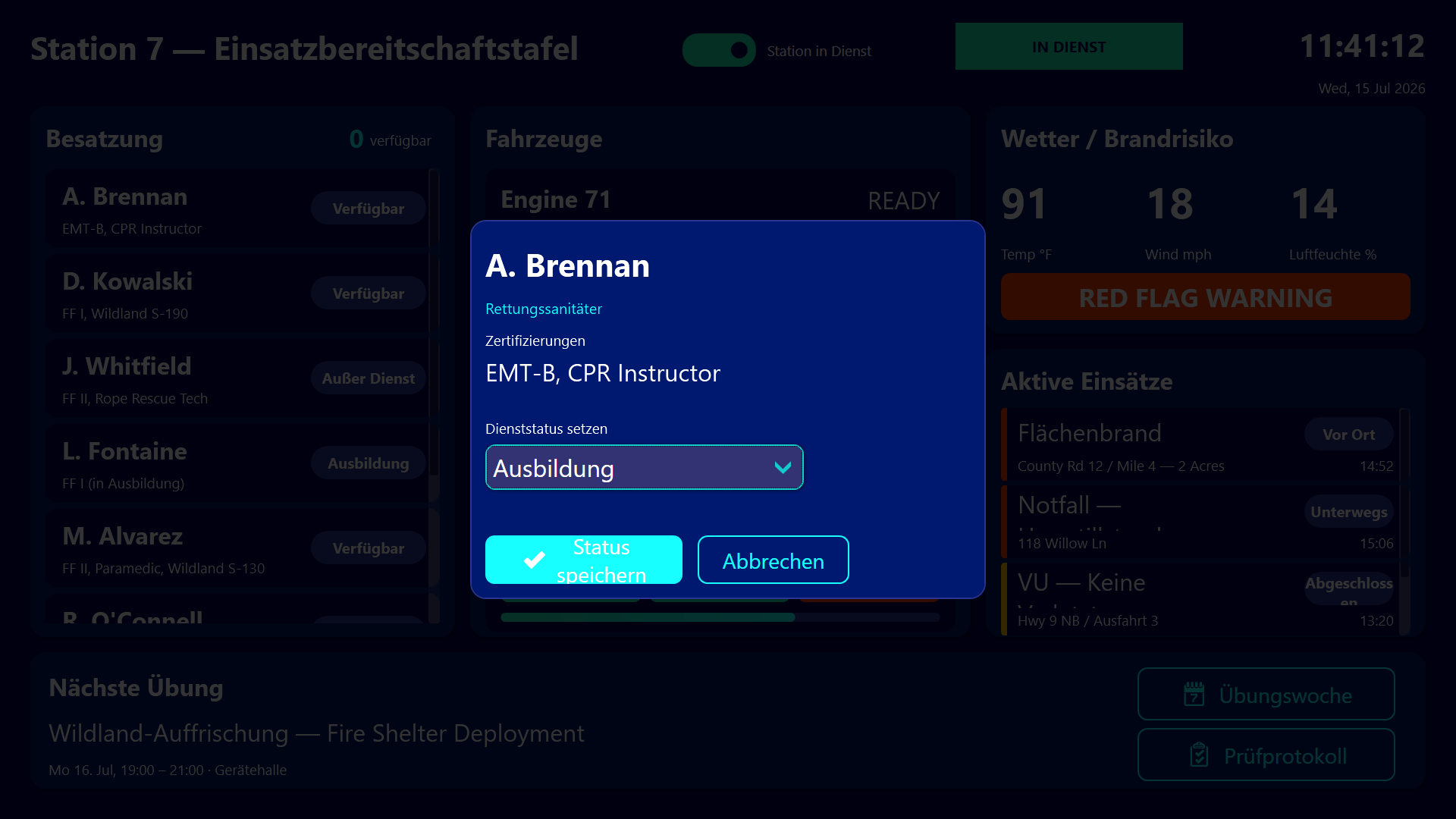 Station readiness board, German variant
