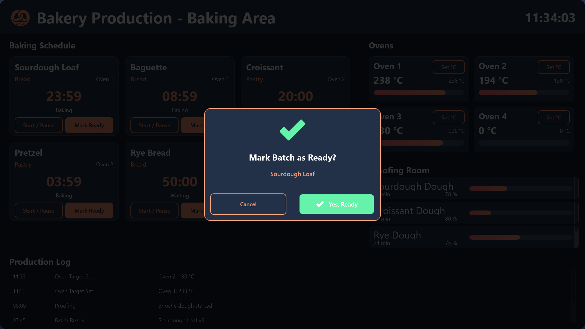 Batch interaction and oven temperature control